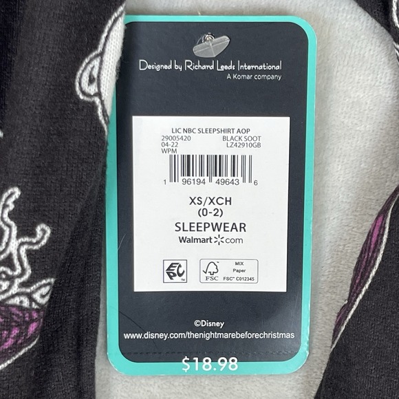 The Nightmare Before Christmas Sleep Shirt Womens XS‎ Jack Skellington Sally - Picture 6 of 11